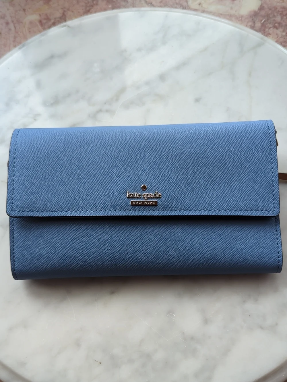 kate spade Blue Saffiano Leather Continental Wallet
